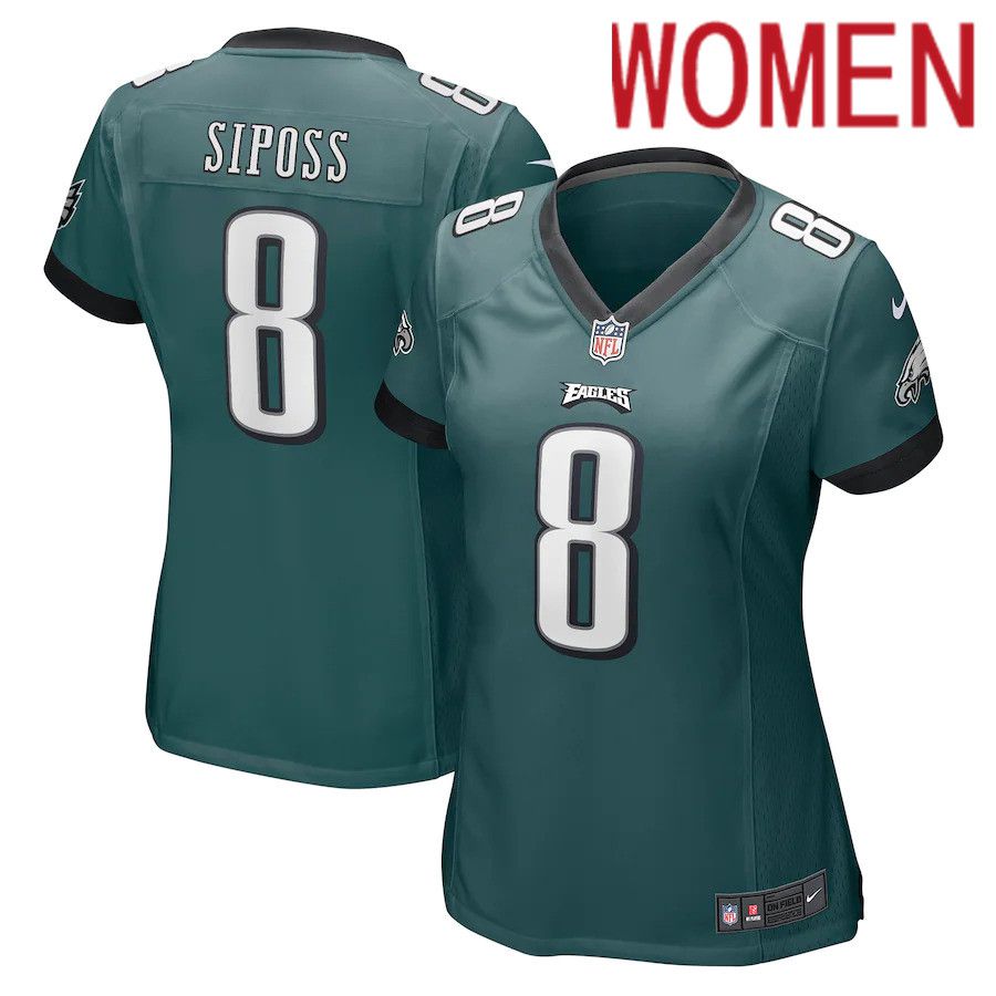 Women Philadelphia Eagles 8 Arryn Siposs Nike Midnight Green Game NFL Jersey